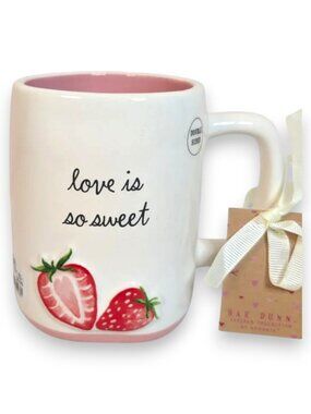 Rae Dunn Love Is So Sweet Strawberry Double Sided Mug